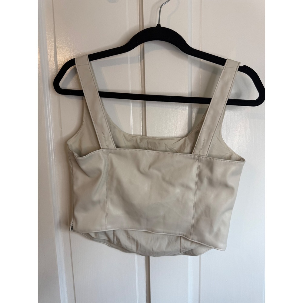 Abercrombie & Fitch Vegan Faux Leather Corset Top Cream Off White Medium NWT - Picture 2 of 5